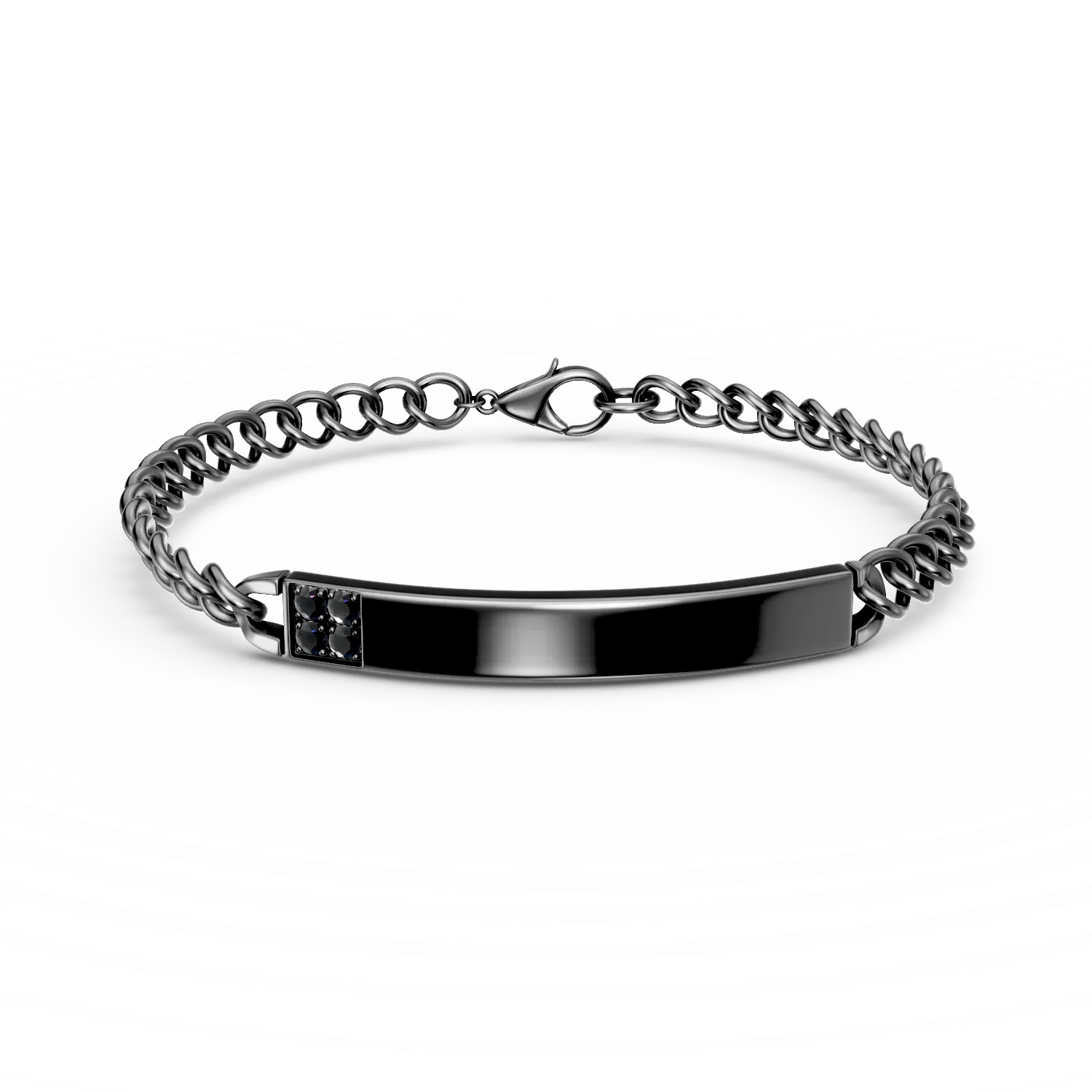 TEILOR Bratara din titan pentru barbati cu safire negre de 0.2ct