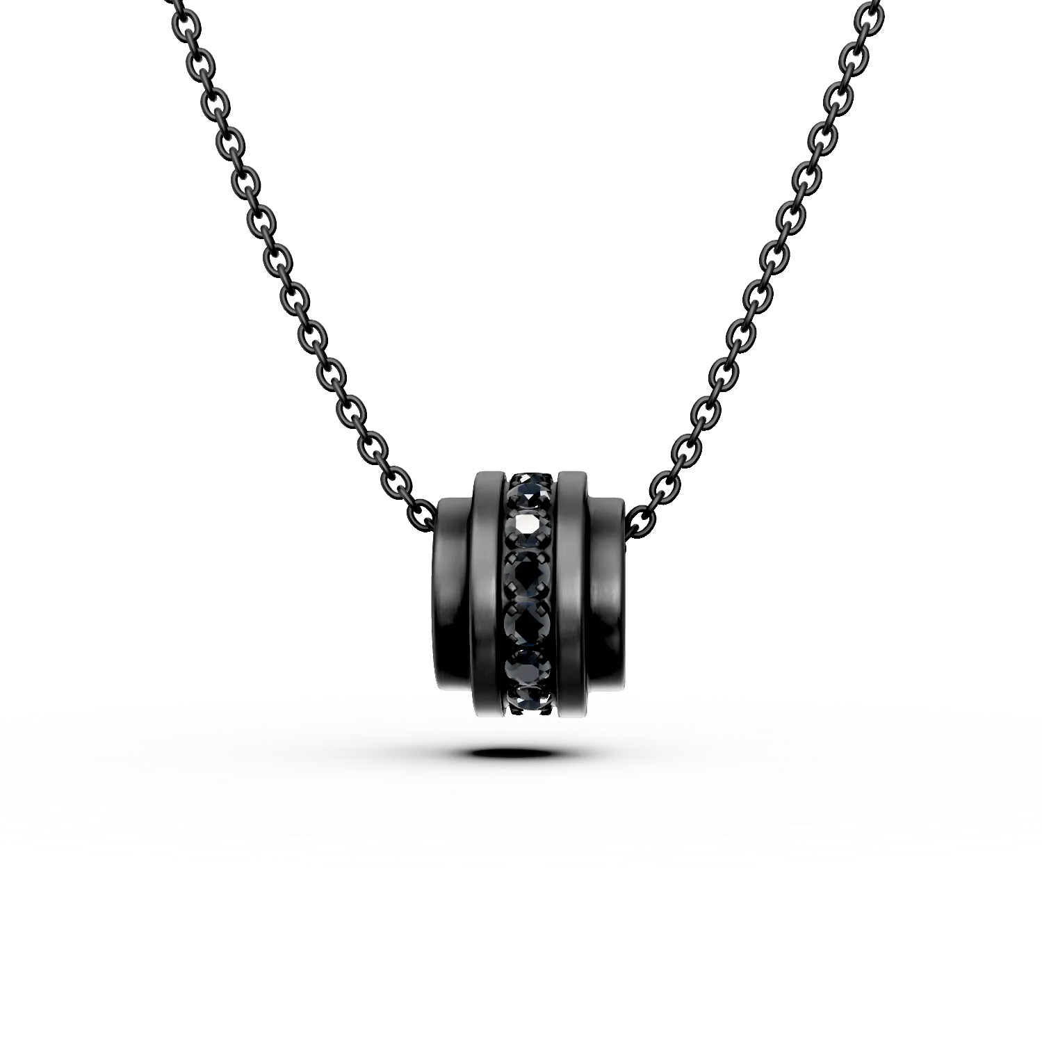 Coliere dama TEILOR Lant cu pandantiv geometric din titan pentru barbati cu safire negre de 0.75ct