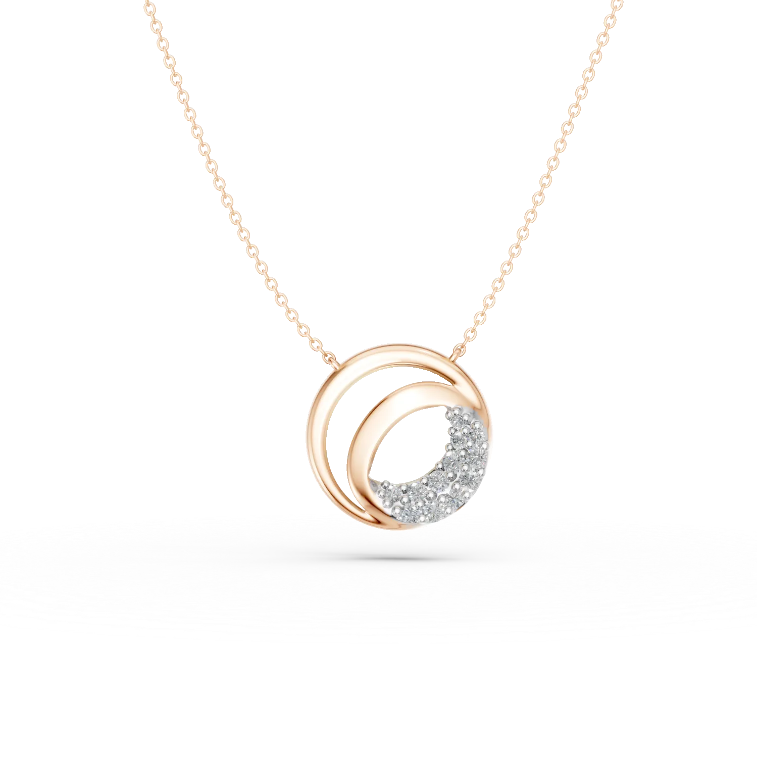 Rózsaarany nyaklánc geometrikus medállal és 0.11ct gyémántokkal-205793