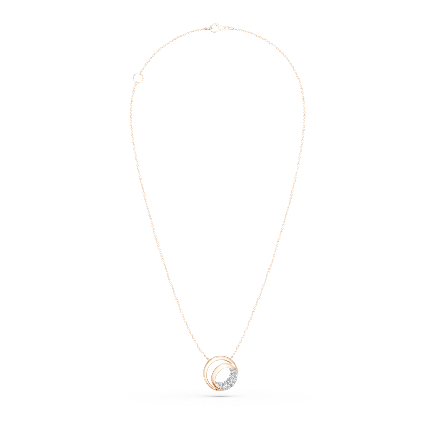 Rózsaarany nyaklánc geometrikus medállal és 0.11ct gyémántokkal