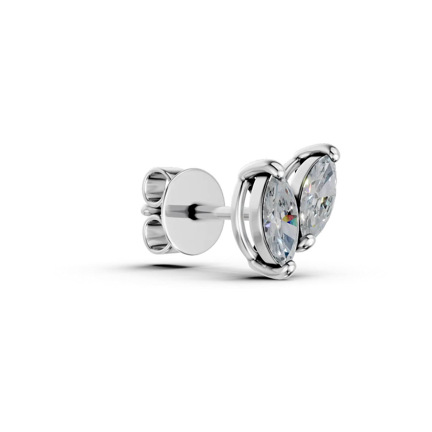 Cercei din aur alb cu diamante marquise de 0.2ct