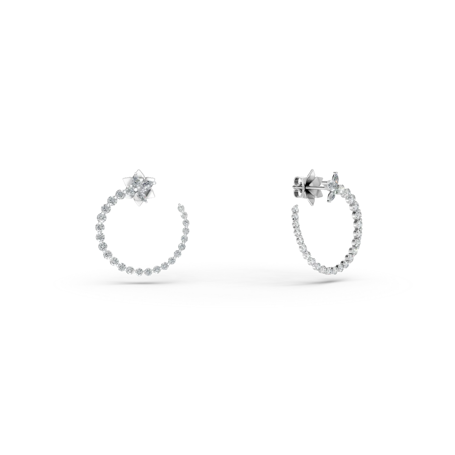 Cercei rotunzi din aur alb cu diamante de 2.2ct
