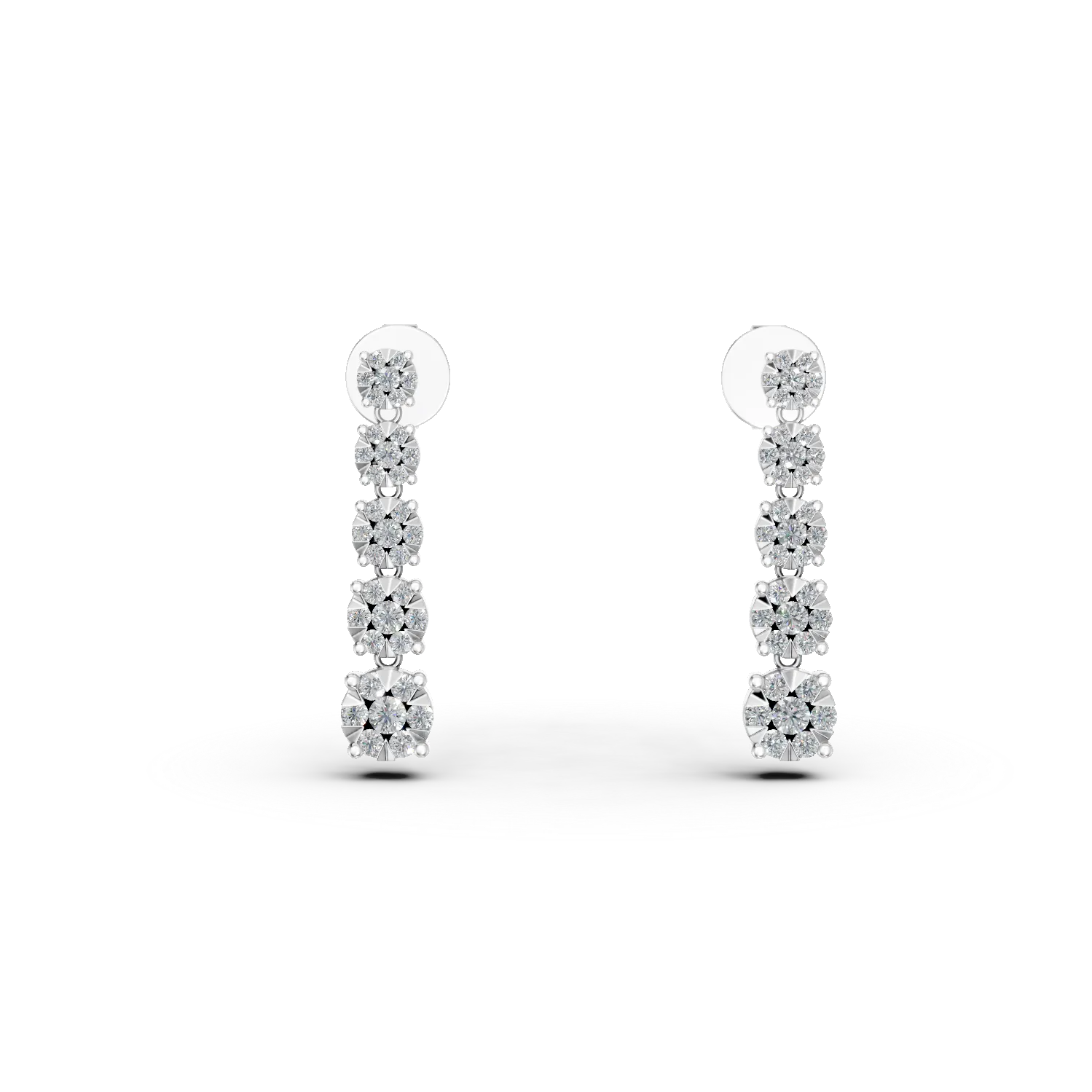 Cercei lungi din aur alb cu diamante de 0.75ct — imaginea 2