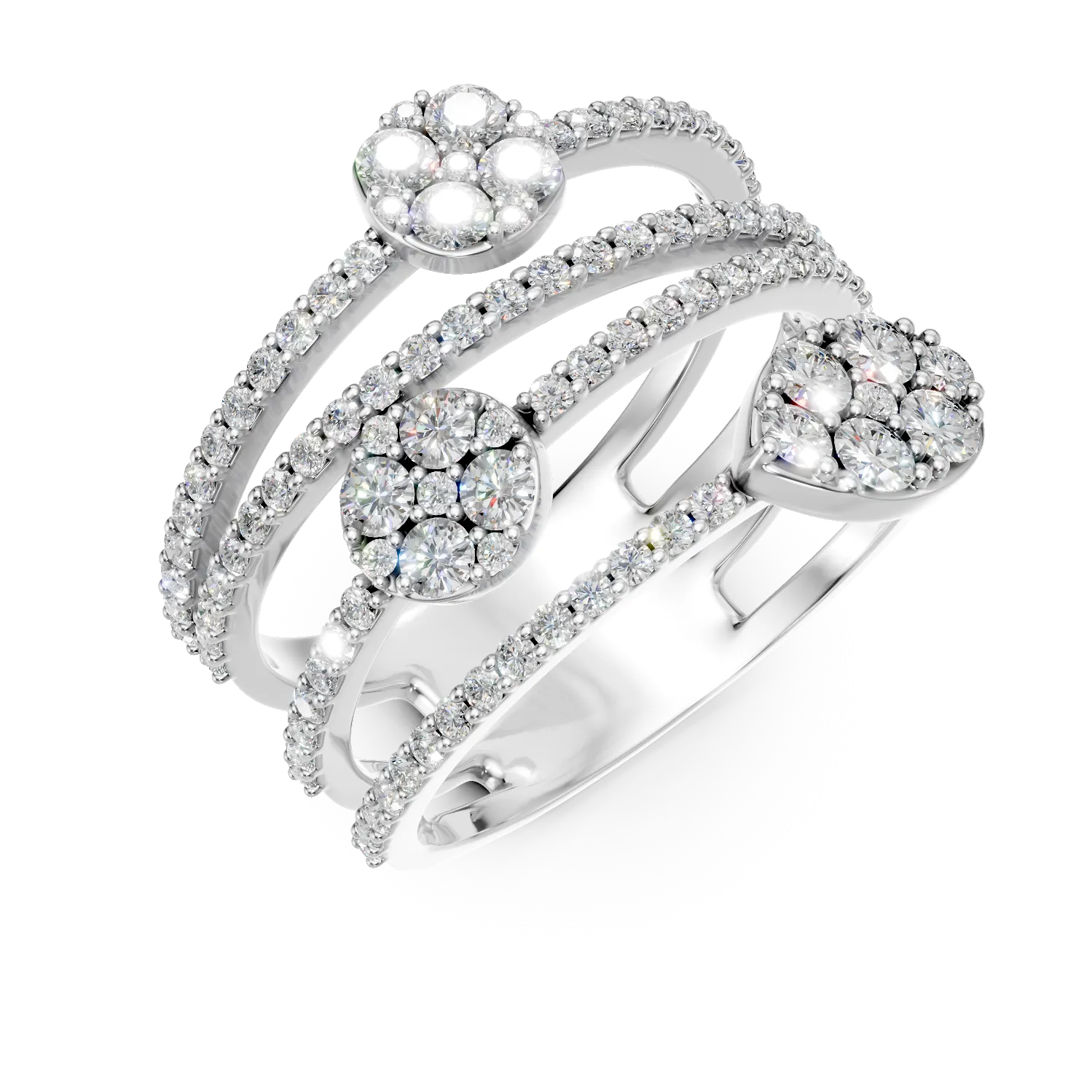 Teilor Inel geometric din aur alb cu diamante de 1.6ct