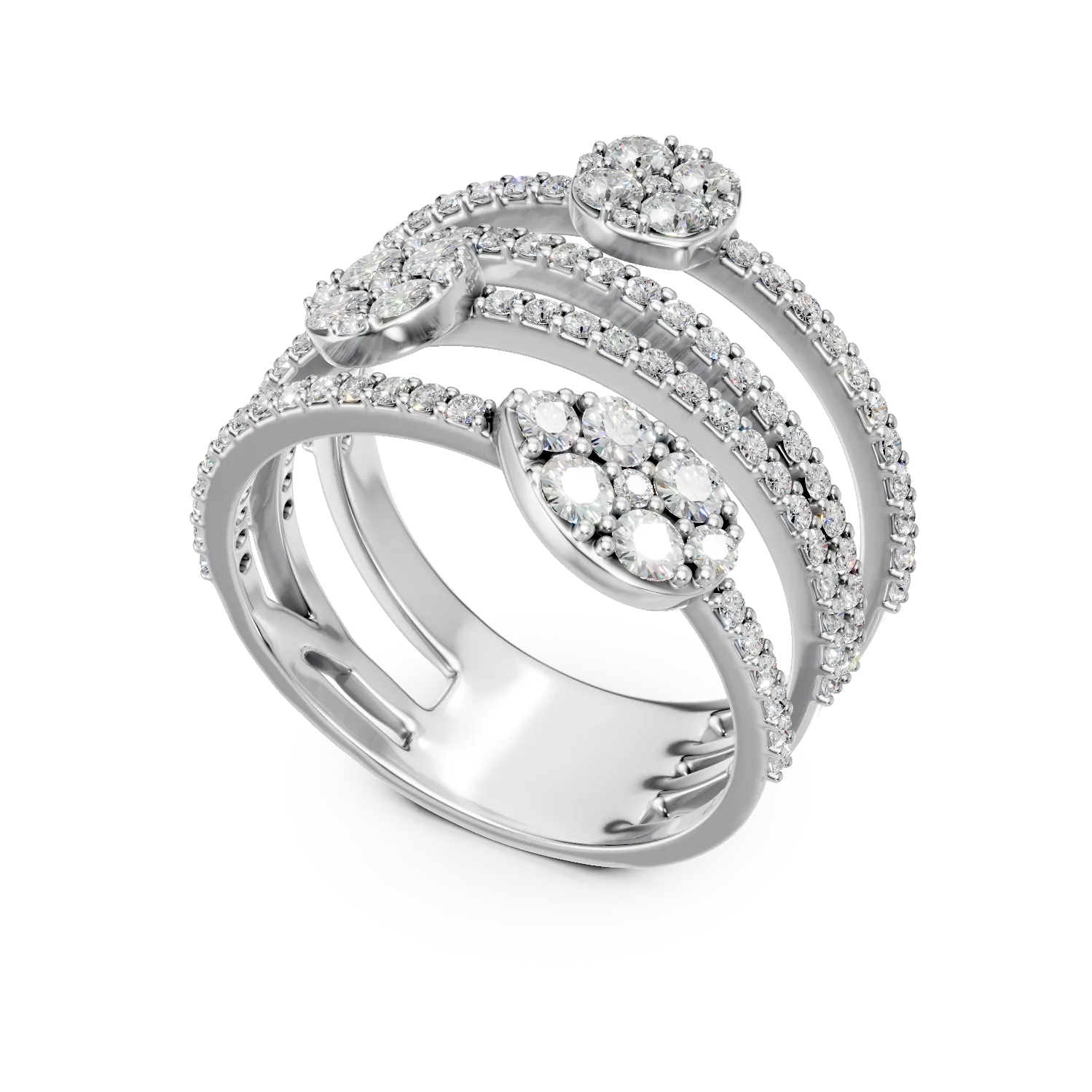 White gold geometric ring with 1.6ct diamonds