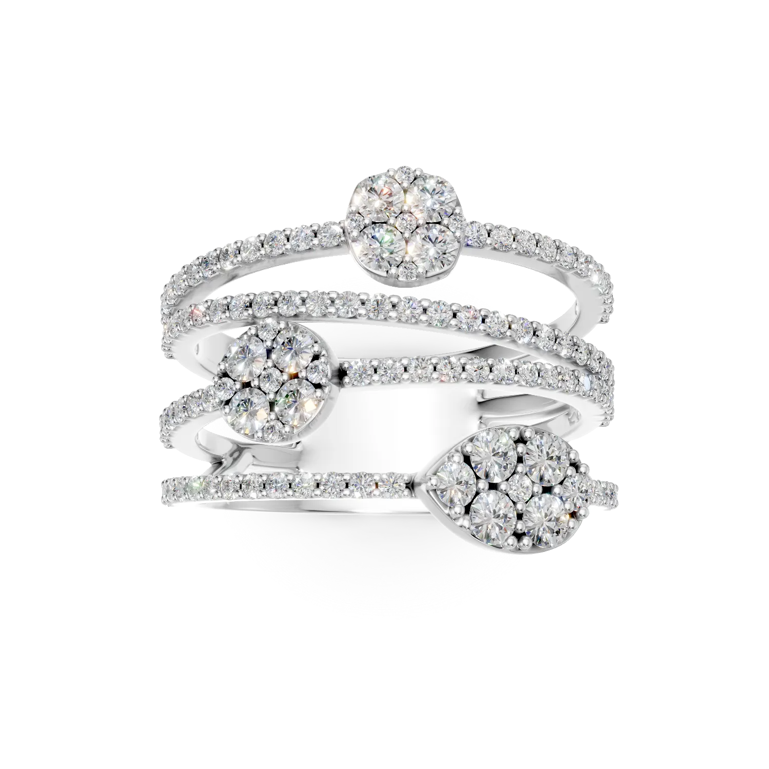 White gold geometric ring with 1.6ct diamonds