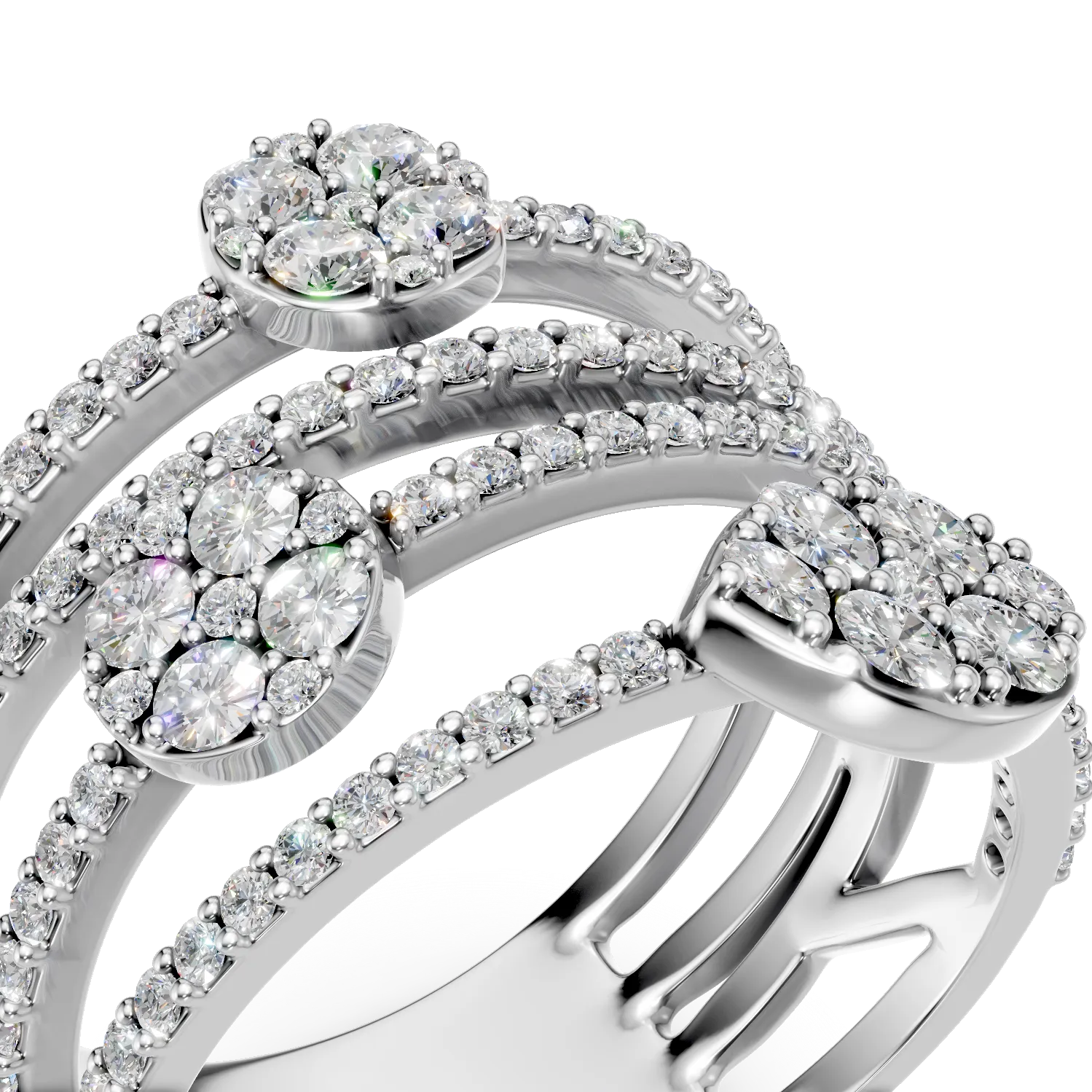 White gold geometric ring with 1.6ct diamonds