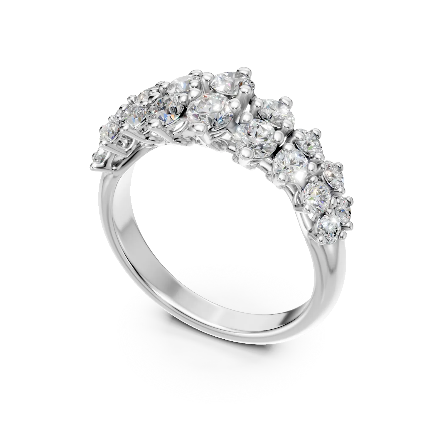 Inel din aur alb cu diamante microsetting de 1.2ct - Imagine 2