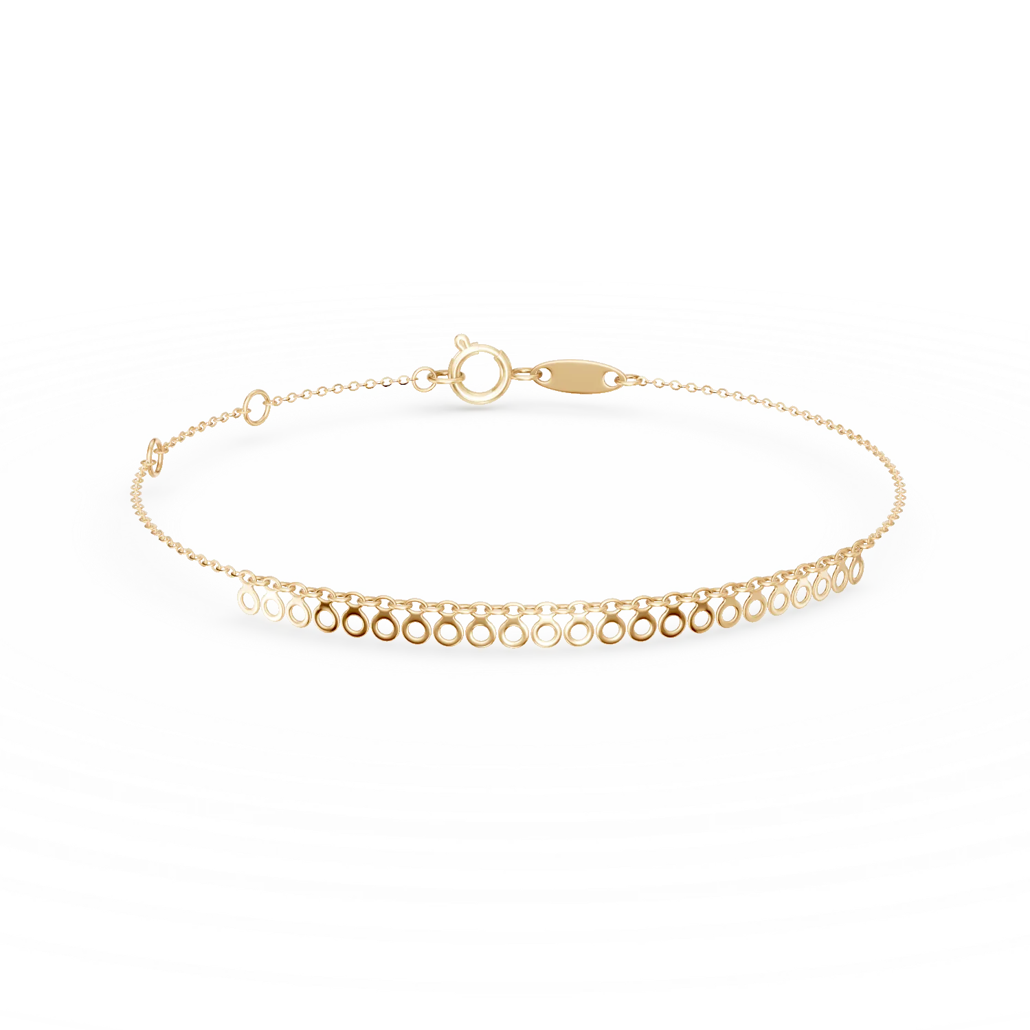 Bransoletka na kostkę z żółtego złota z geometrycznymi zawieszkami-206687