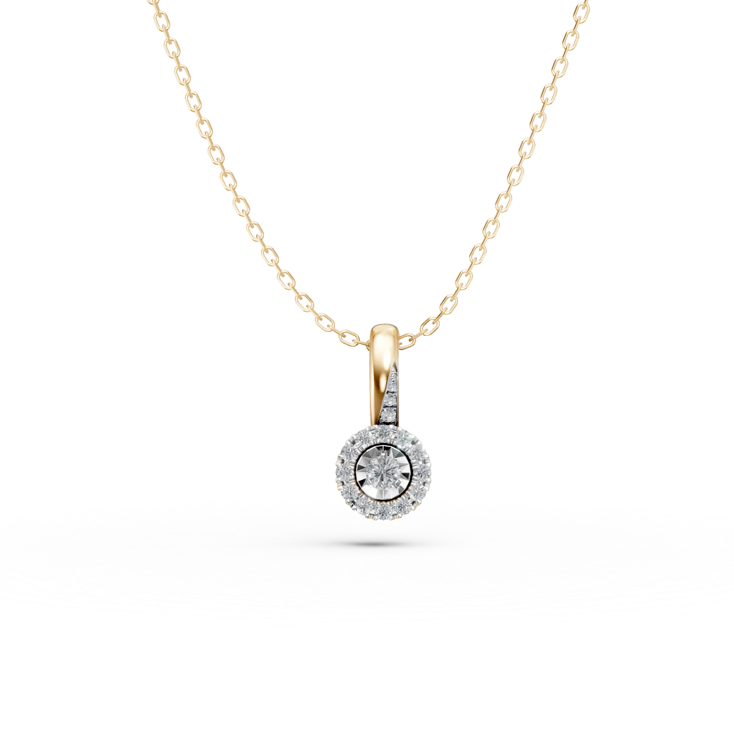 Lant din aur galben cu pandantiv cu diamante de 0.08ct