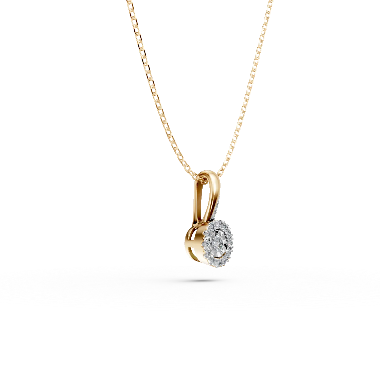 Lant din aur galben cu pandantiv cu diamante de 0.08ct — imaginea 3