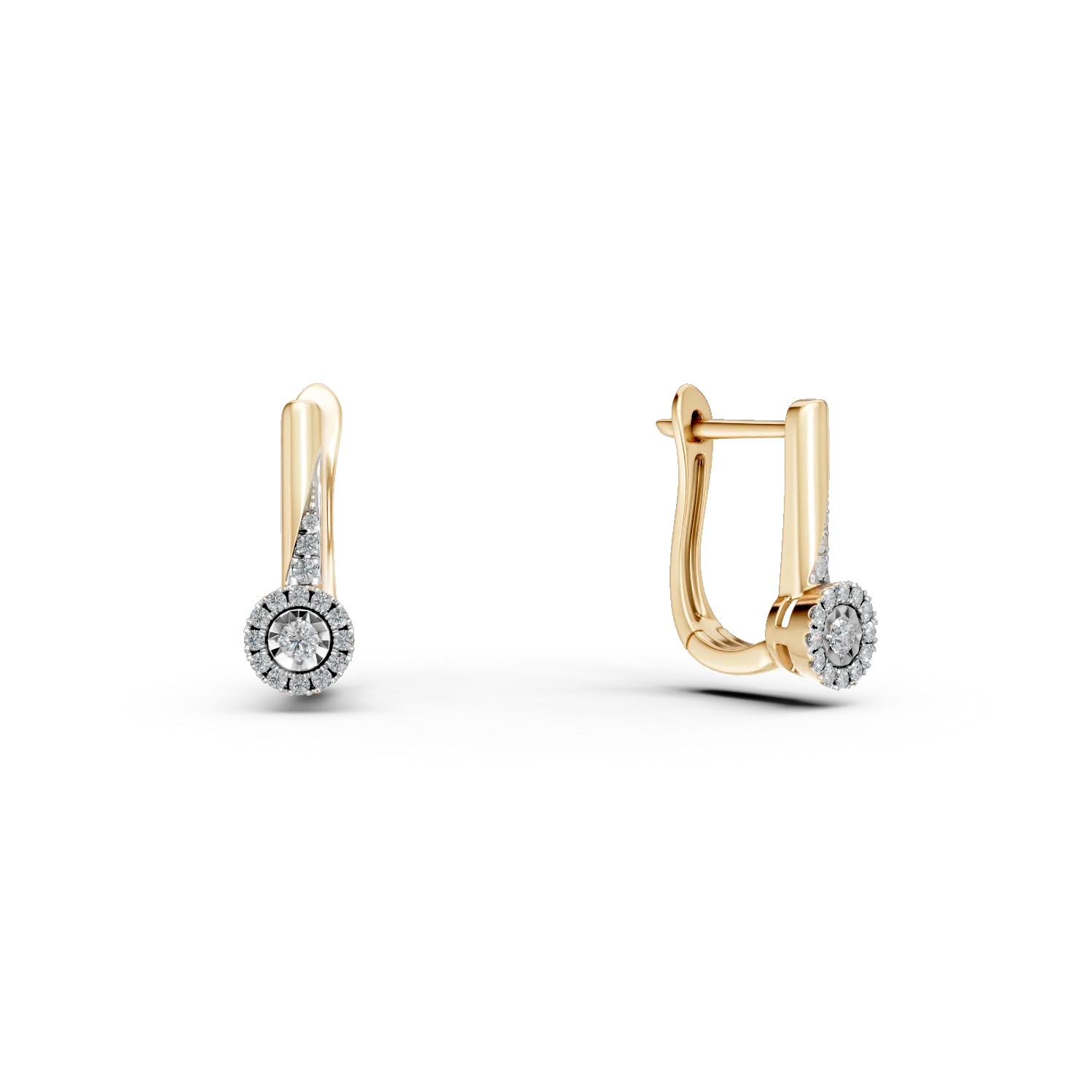 Cercei din aur galben cu diamante de 0.15ct