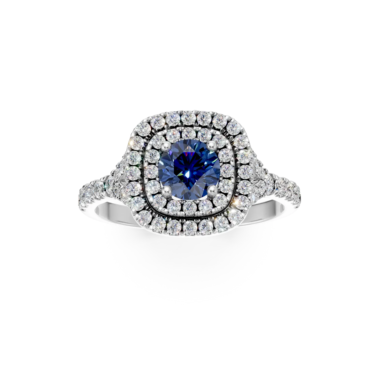 Inel din aur alb cu un safir de 0.6ct si diamante de 0.57ct — imaginea 3