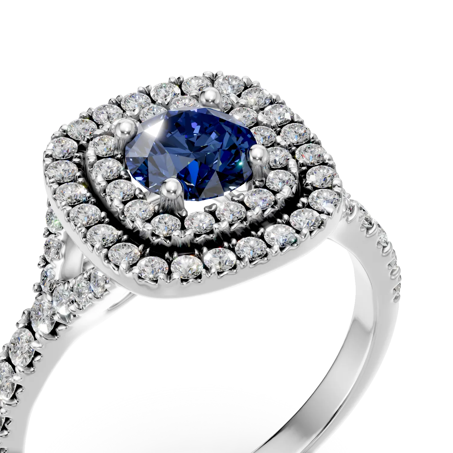 Inel din aur alb cu un safir de 0.6ct si diamante de 0.57ct — imaginea 4