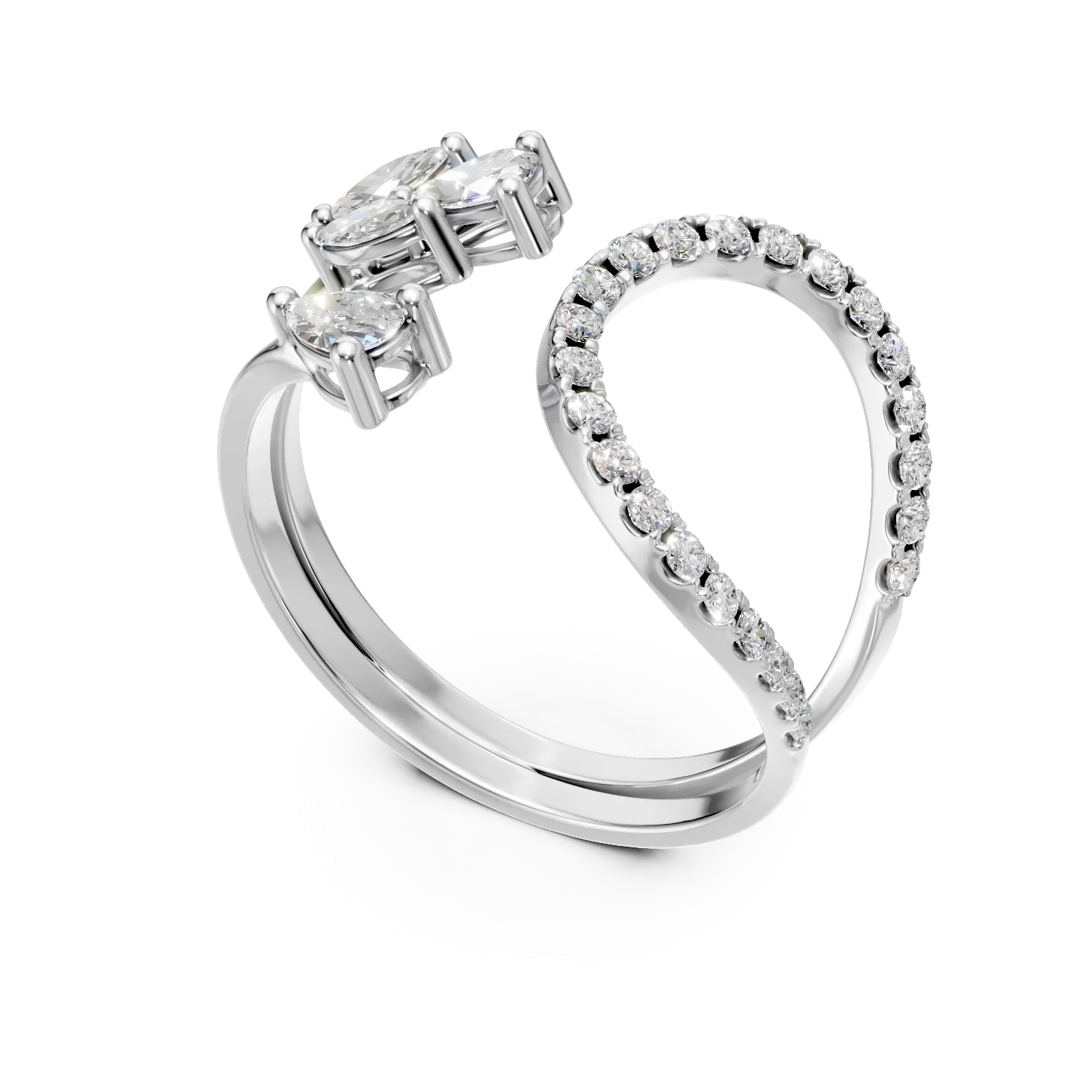 Inel deschis din aur alb cu diamante de 0.9ct — imaginea 2