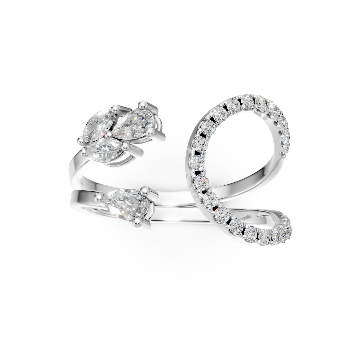 Inel deschis din aur alb cu diamante de 0.9ct — imaginea 3
