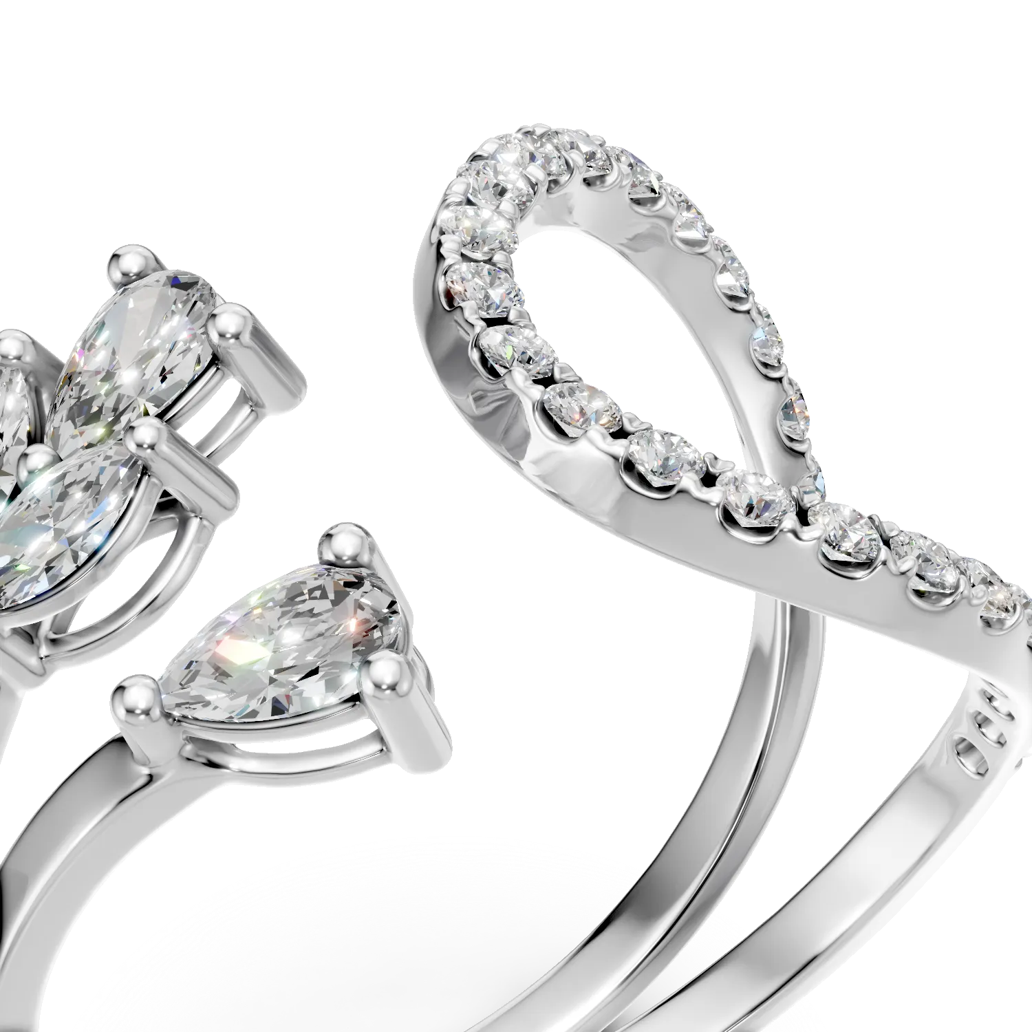 Inel deschis din aur alb cu diamante de 0.9ct — imaginea 4