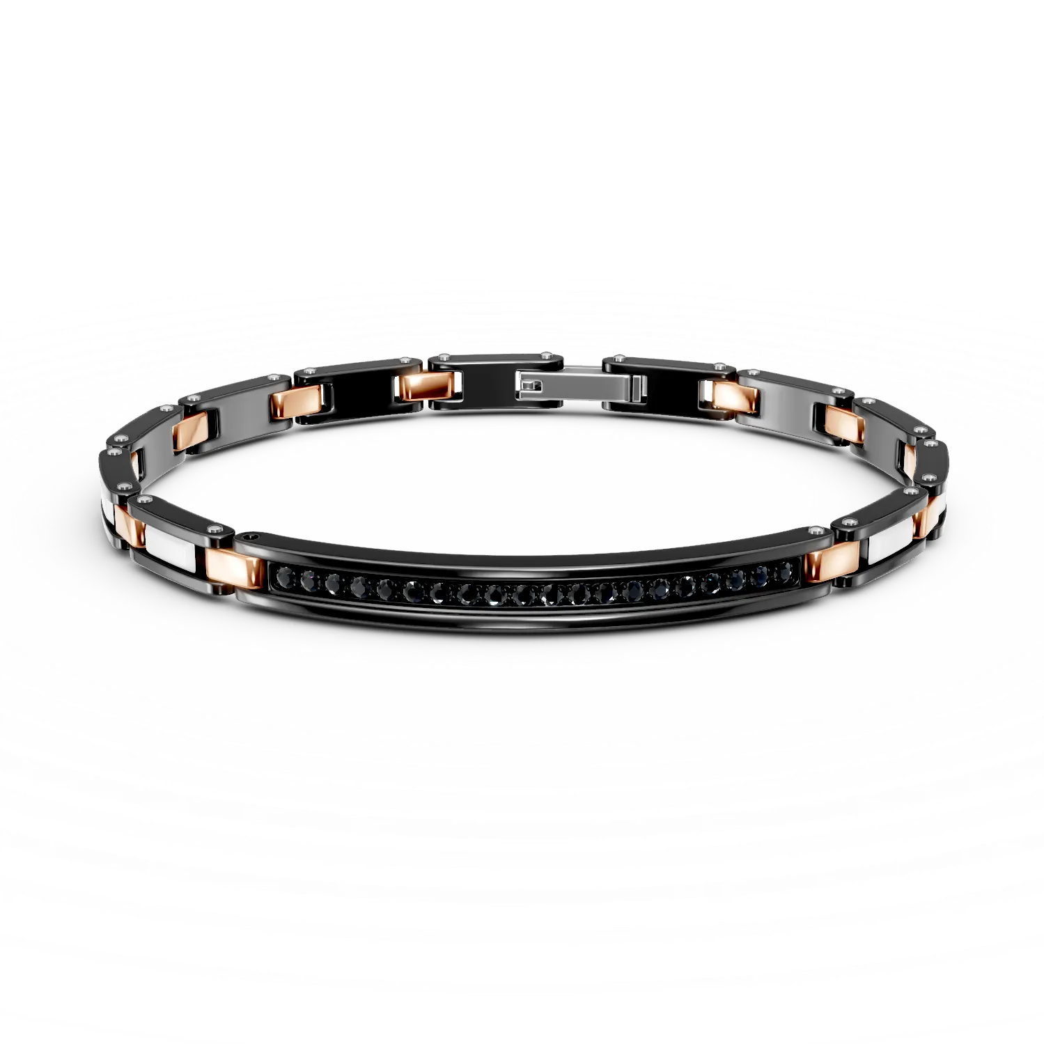 TEILOR Bratara din titan pentru barbati cu safire negre de 0.7ct