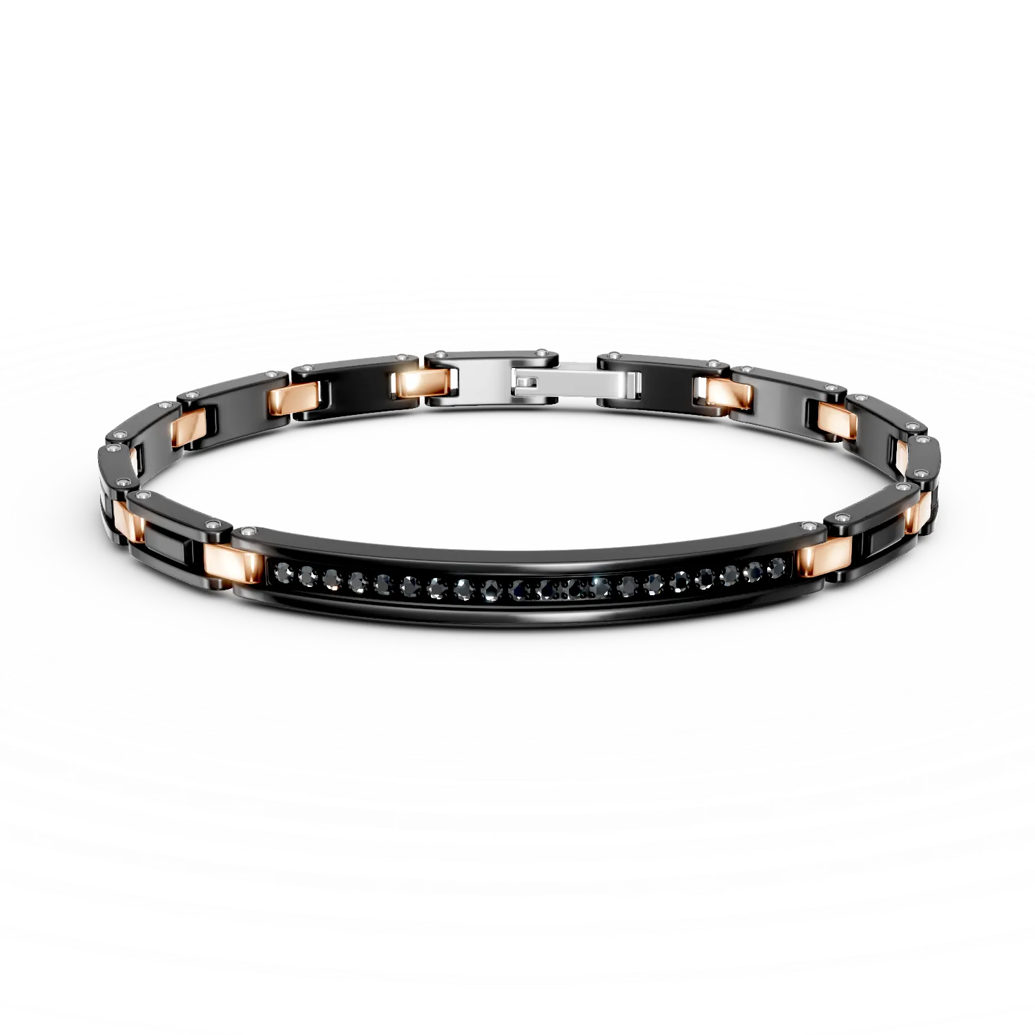 Bratara din titan pentru barbati cu safire negre de 0.7ct