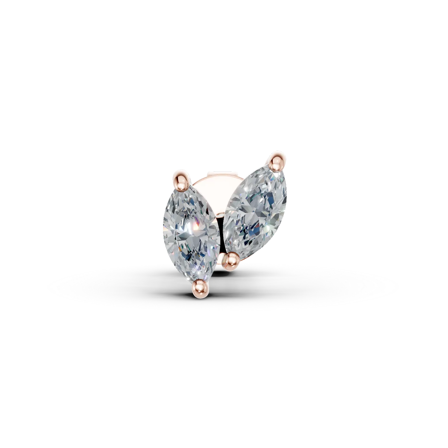 Cercel din aur roz cu diamante marquise de 0.2ct — imaginea 2