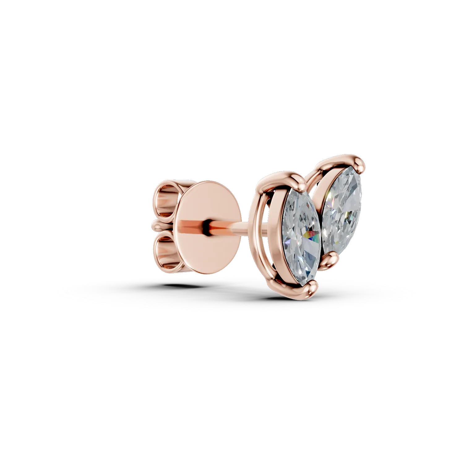 Teilor Cercel din aur roz cu diamante marquise de 0.2ct