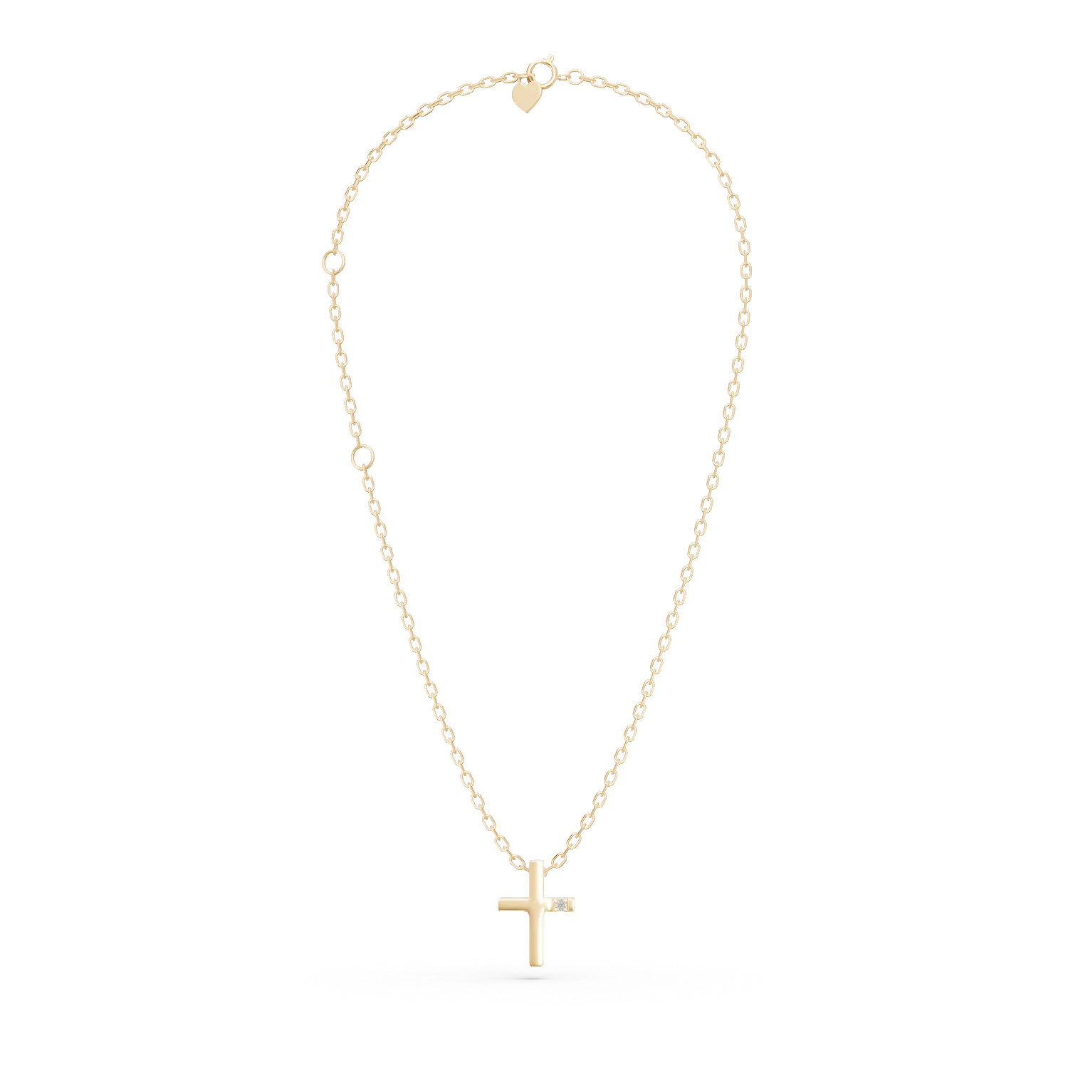Lant cu pandantiv cruce din aur galben cu diamant de 0.005ct