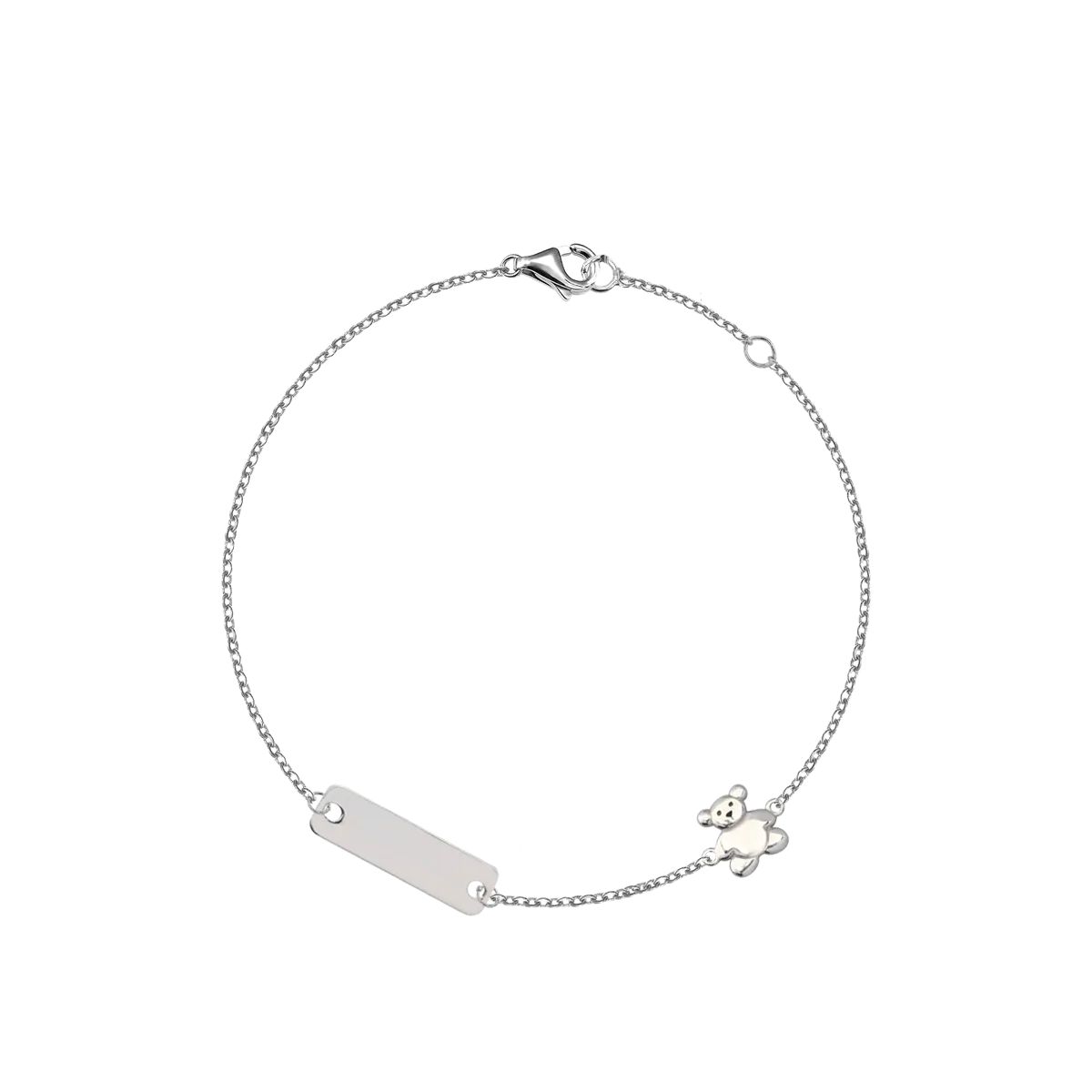 14k white gold teddy bear children bracelet