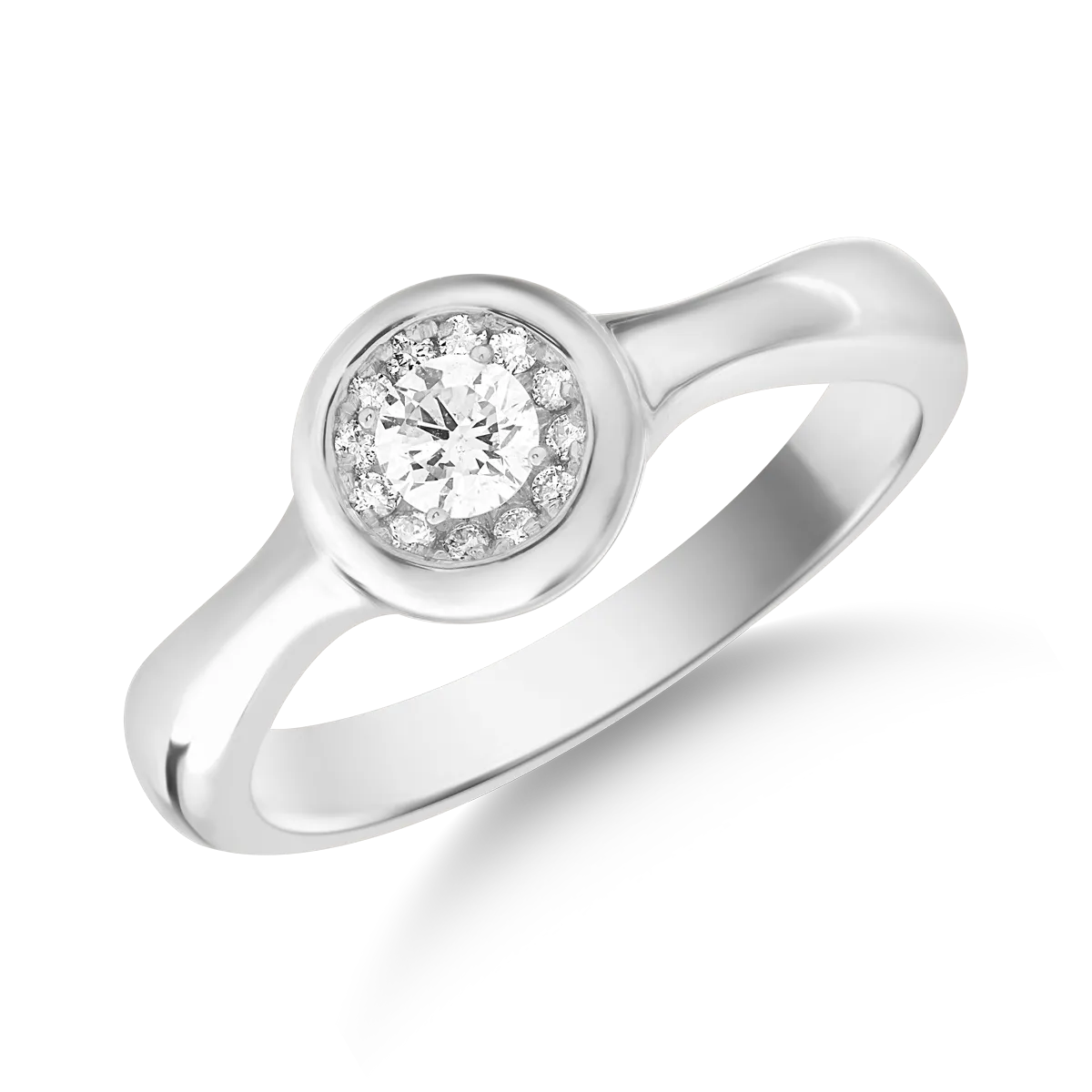 Inel din aur alb cu diamant de 0.05ct si diamante de 0.027ct