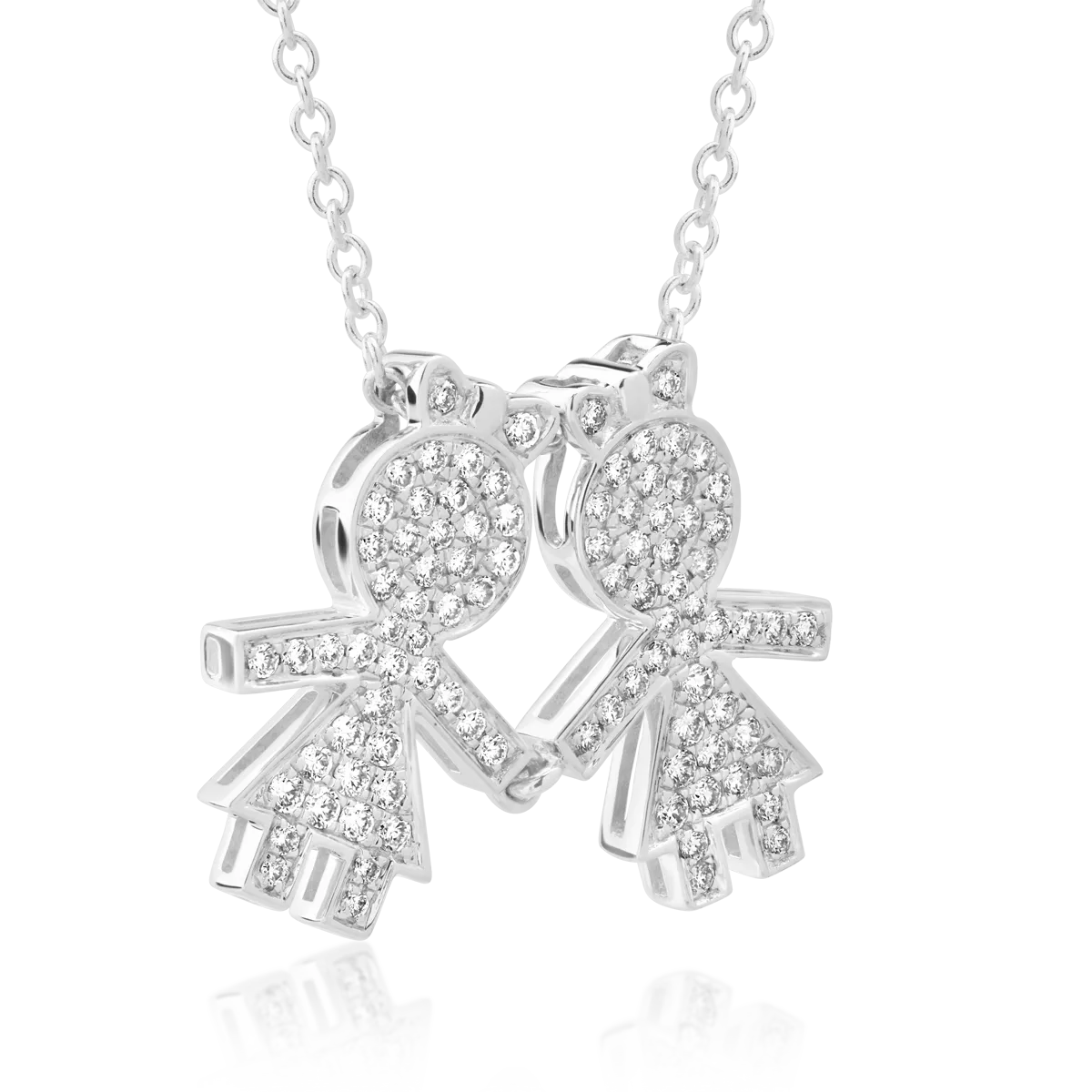 Момичета медальон верига с 18K бяло злато диамант 0.32ct