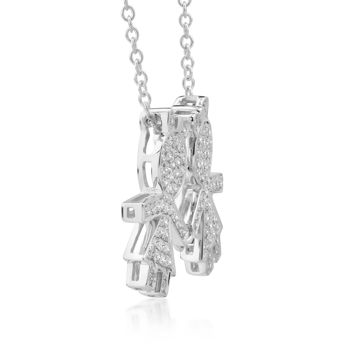 Момичета медальон верига с 18K бяло злато диамант 0.32ct