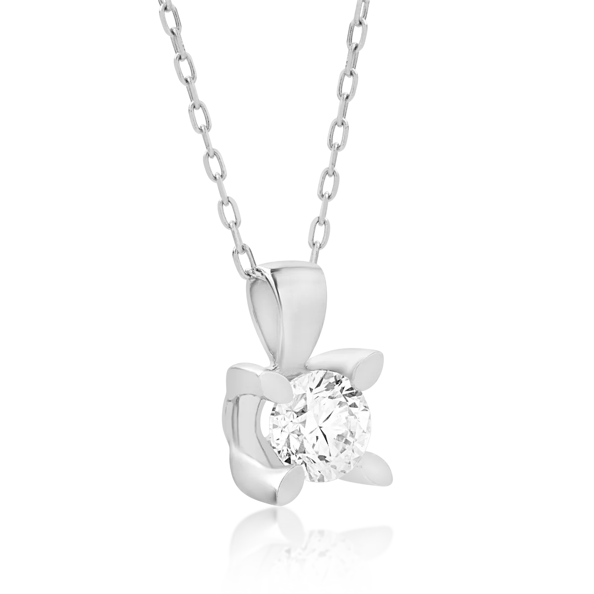 Lant cu pandantiv din aur alb cu diamant de 0.5ct