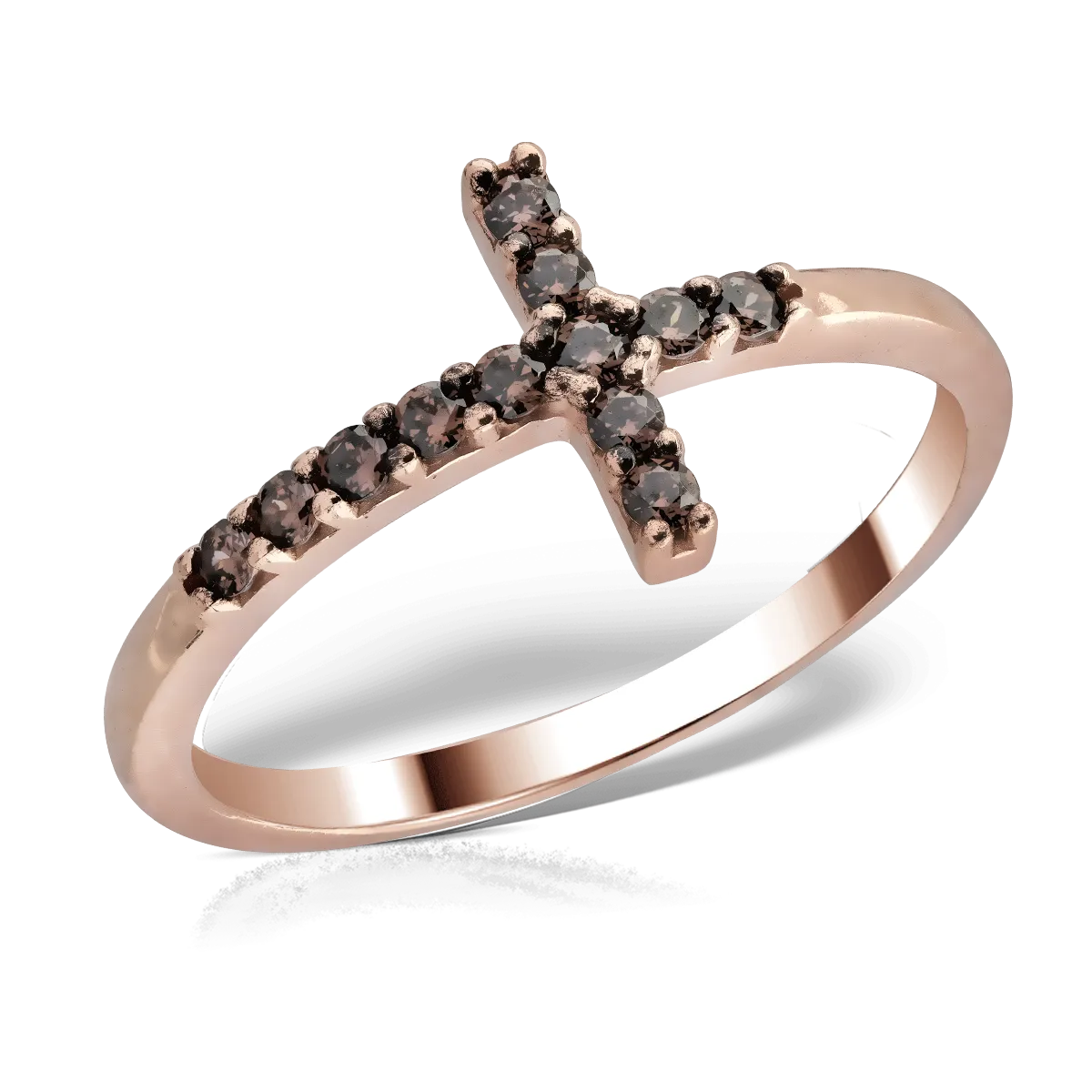 Кръстен пръстен от 14 карата розово злато