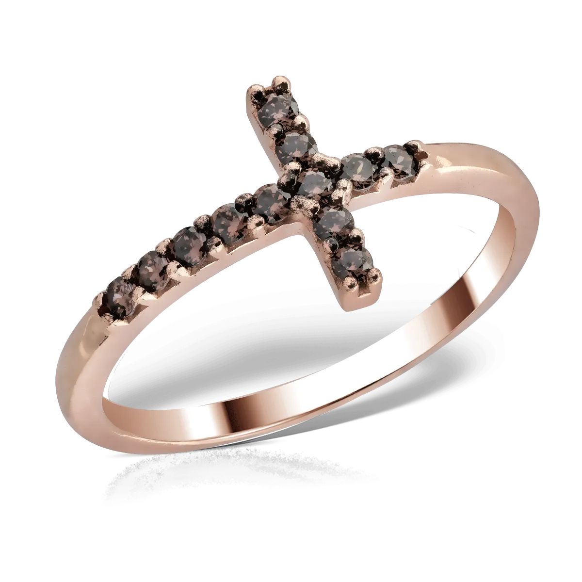 14K rose gold cross ring