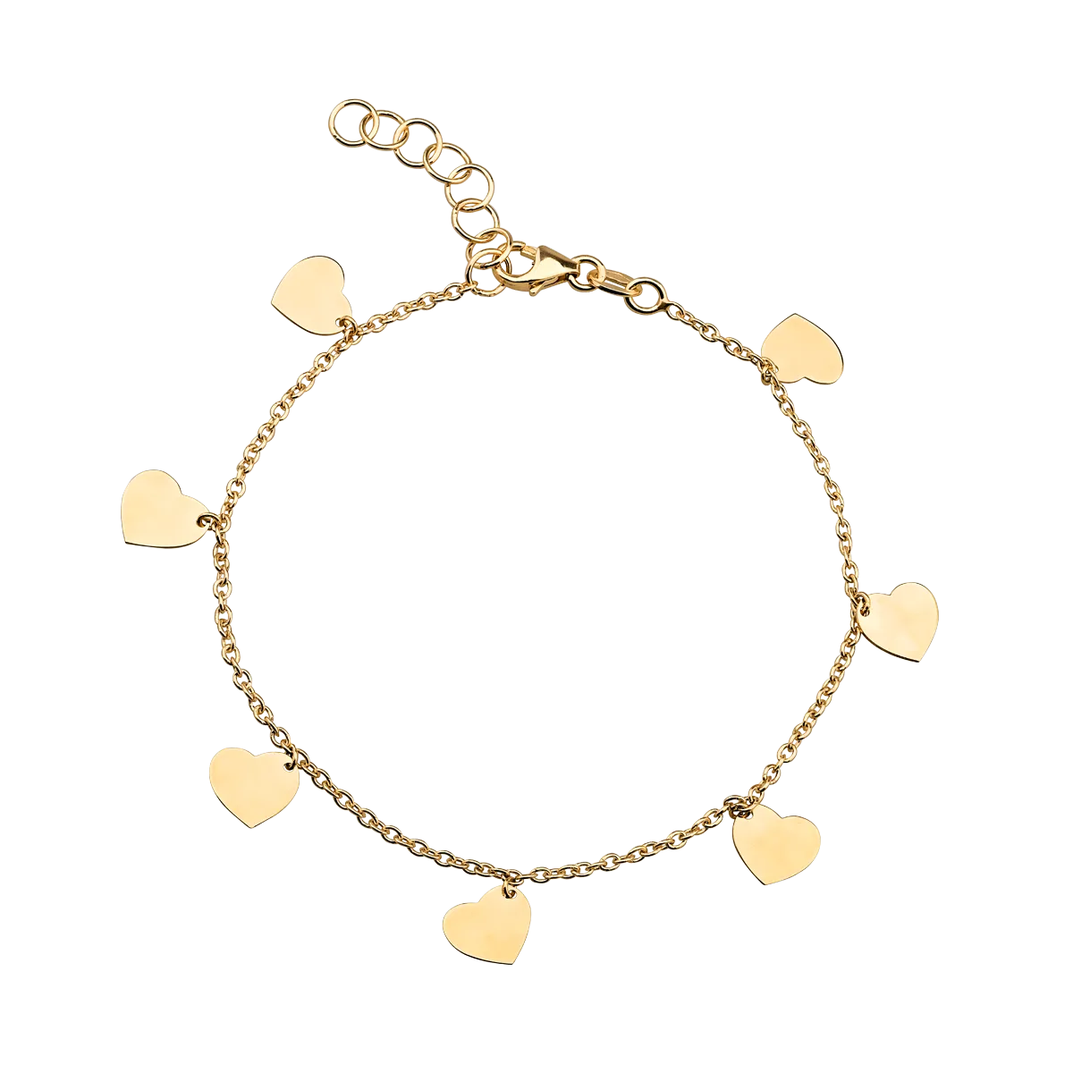 14K yellow gold hearts bracelet