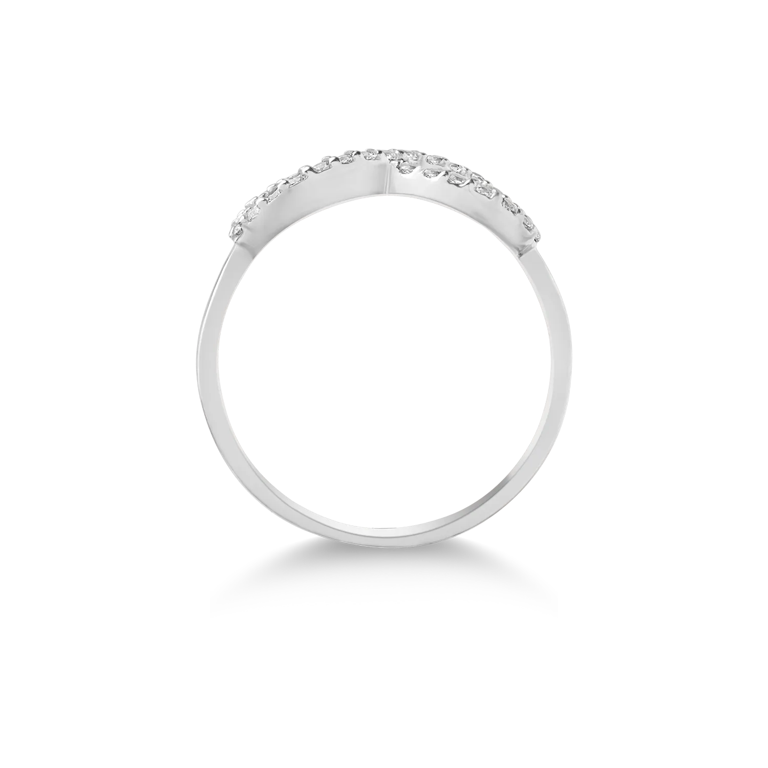 White gold infinity ring with microsetting zirconia