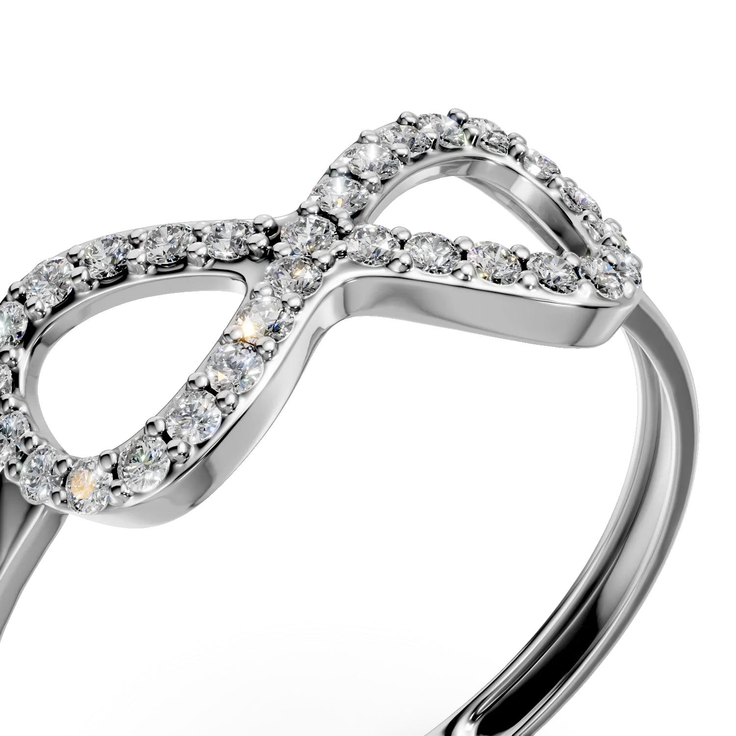 Inel infinity din aur alb cu zirconia microsetting