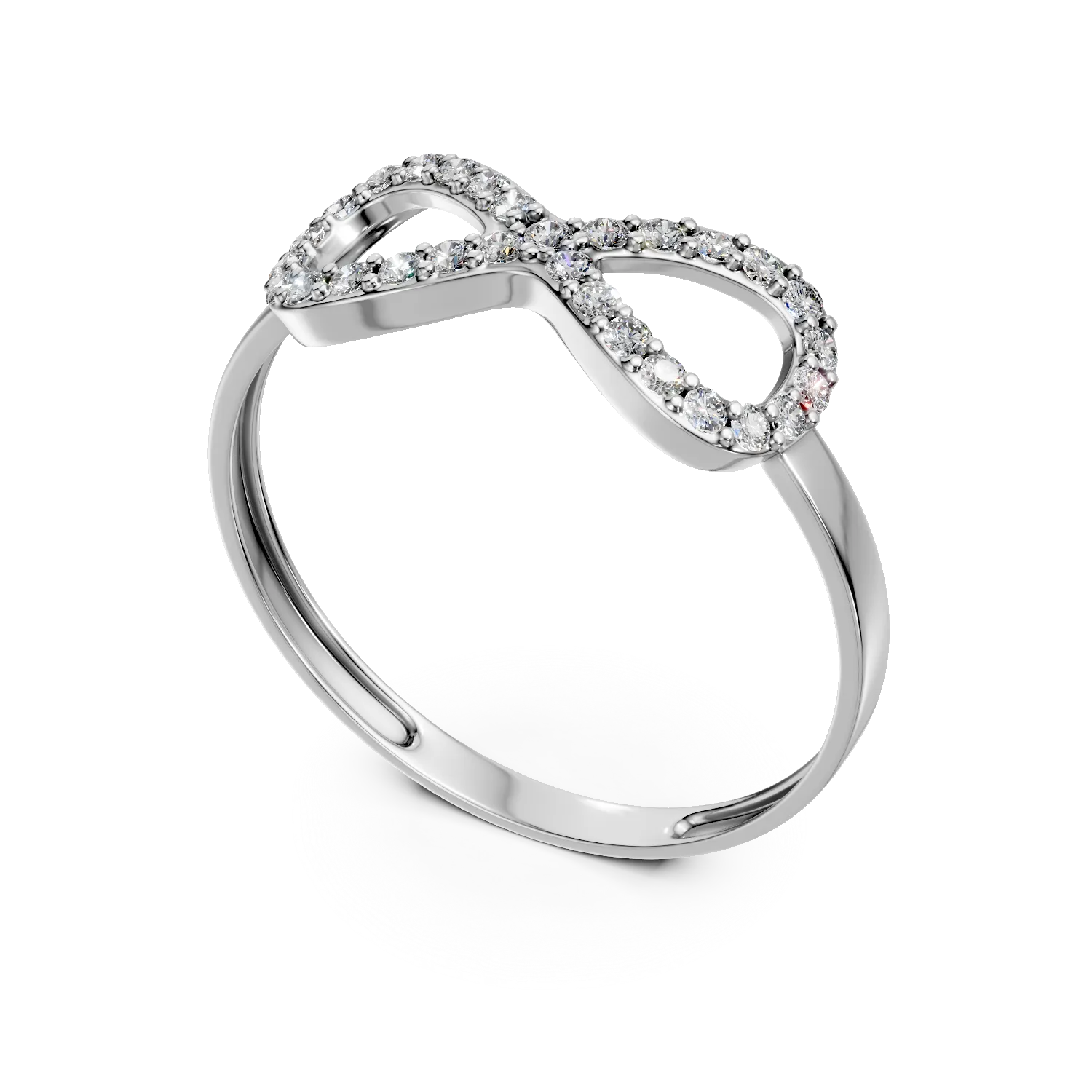 Inel infinity din aur alb cu zirconia microsetting