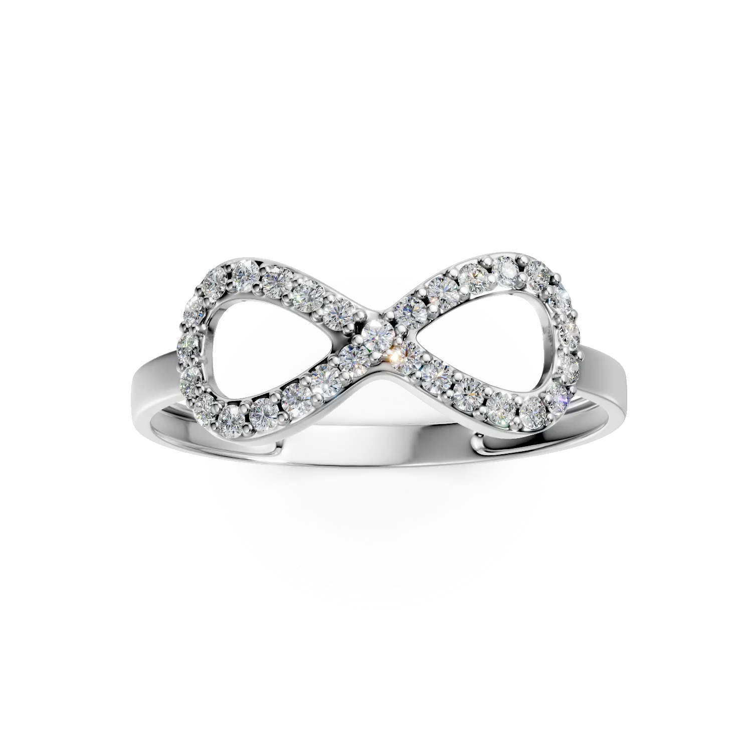 Inel infinity din aur alb cu zirconia microsetting