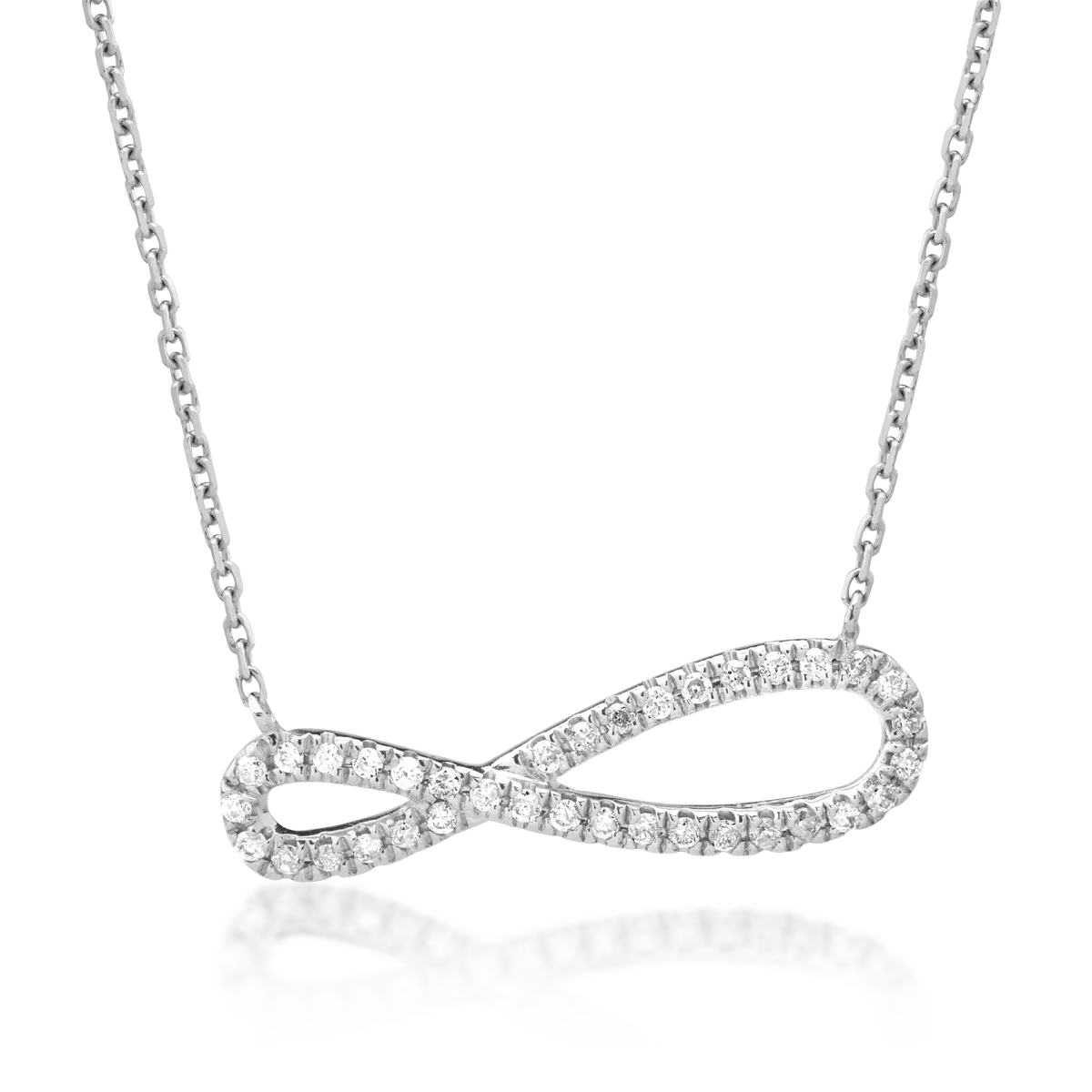 Lant cu pandantiv infinit din aur alb cu diamante de 0.11ct