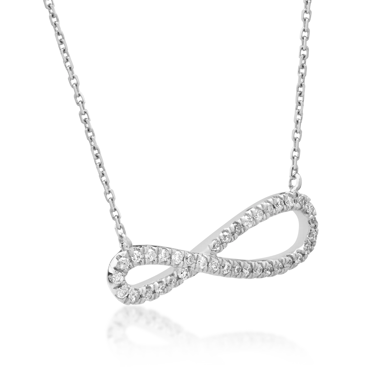 Wisiorek nieskończoność z 18K białego złota z diamentami o masie 0.11ct