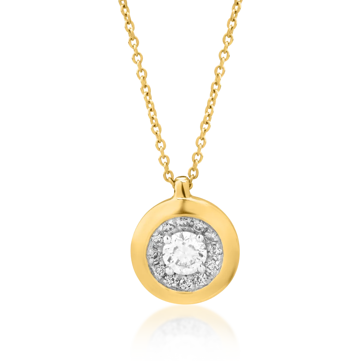 18K yellow gold pendant chain with 0.122ct diamond and 0.04ct diamonds-38270