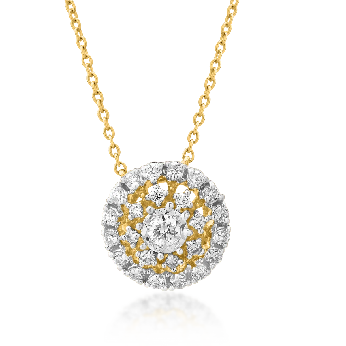 18K yellow gold pendant necklace with 0.145ct diamonds-38275