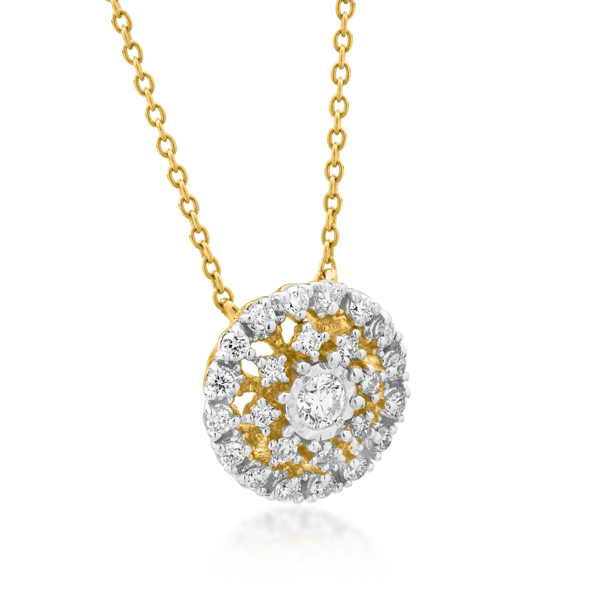 18K yellow gold pendant necklace with 0.145ct diamonds