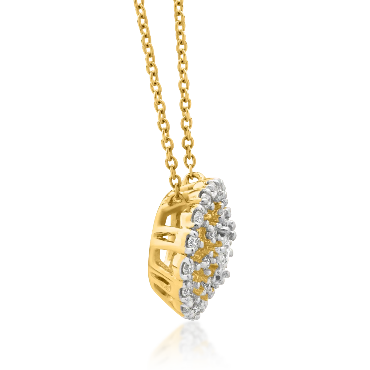 18K yellow gold pendant necklace with 0.145ct diamonds