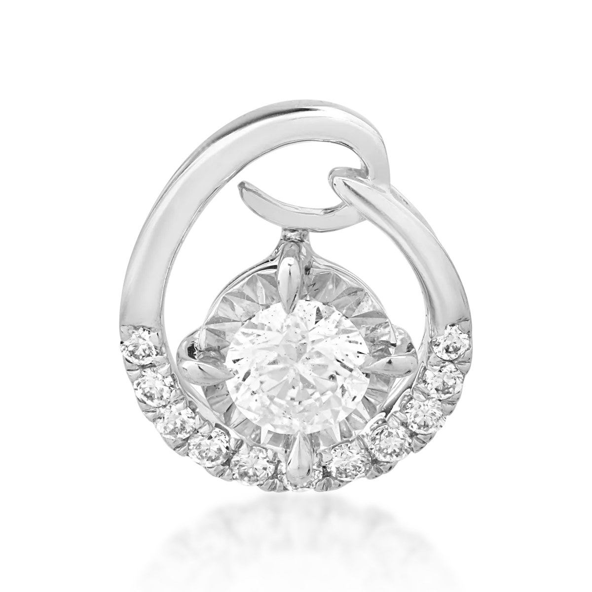 Висулка от бяло злато 18К с диамант 0.19гкт и диаманти 0.06гкт-39109