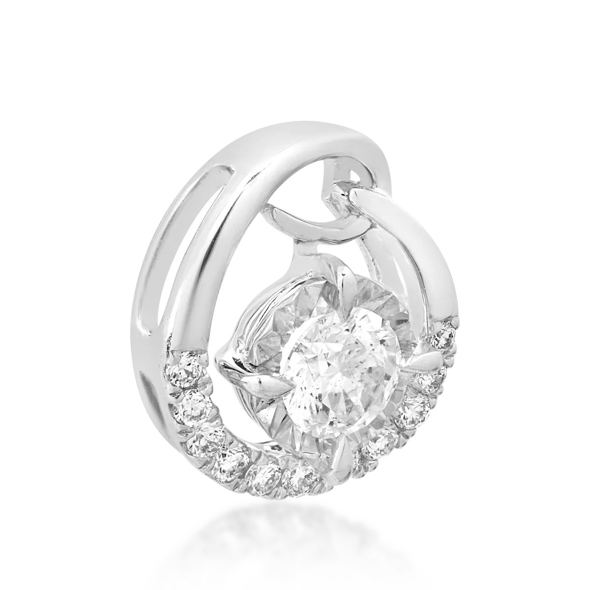 Висулка от бяло злато 18К с диамант 0.19гкт и диаманти 0.06гкт