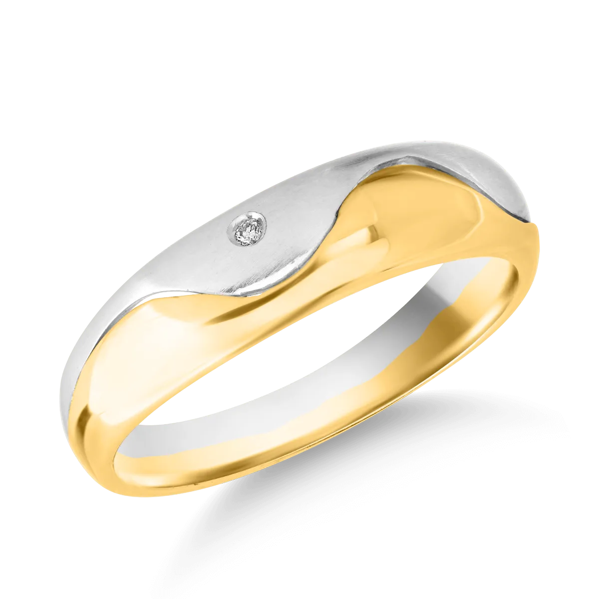 14K fehér-sárga arany férfi gyűrű 0.01ct gyémánt-113420