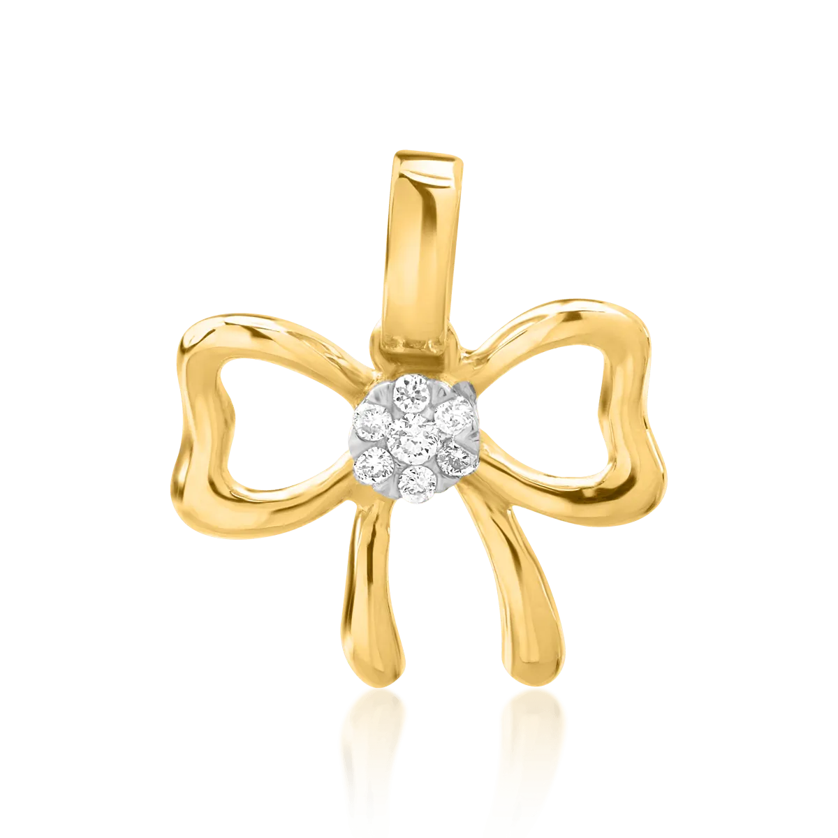 Pandantiv fundita din aur alb-galben cu diamante de 0.026ct