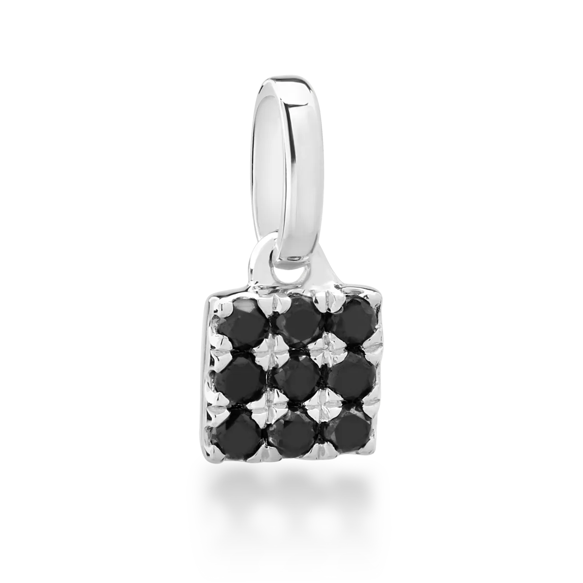 Висулка от 14K бяло злато с 0.06ct черни диаманти
