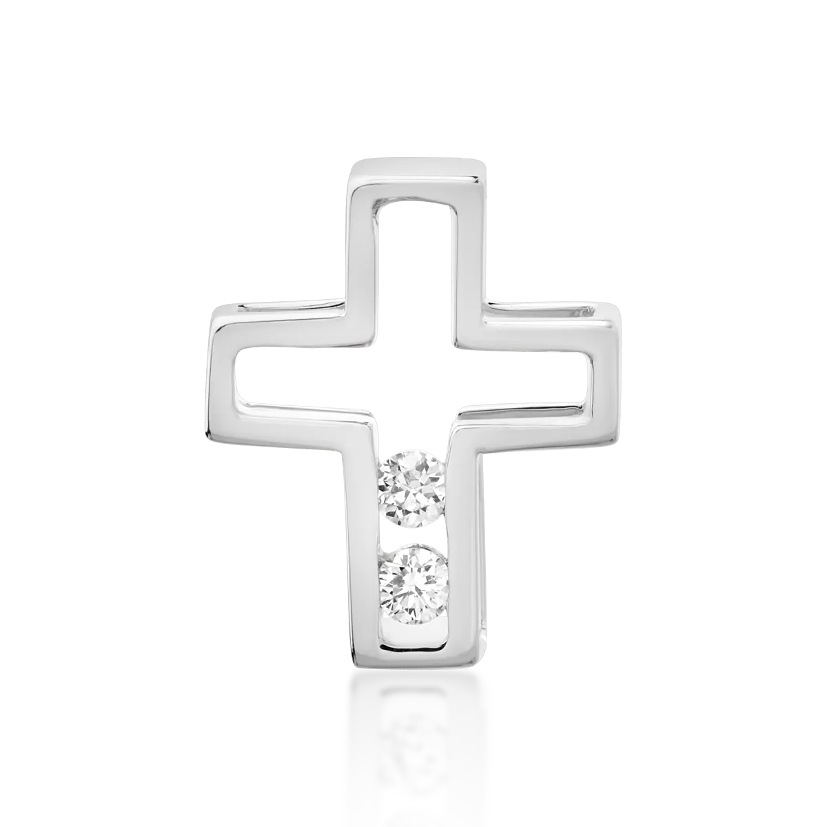 Pandantiv cruce din aur alb cu diamante de 0.03ct